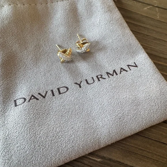 David Yurman Gold and Silver X-Shaped Earrings - Picture 2 of 7